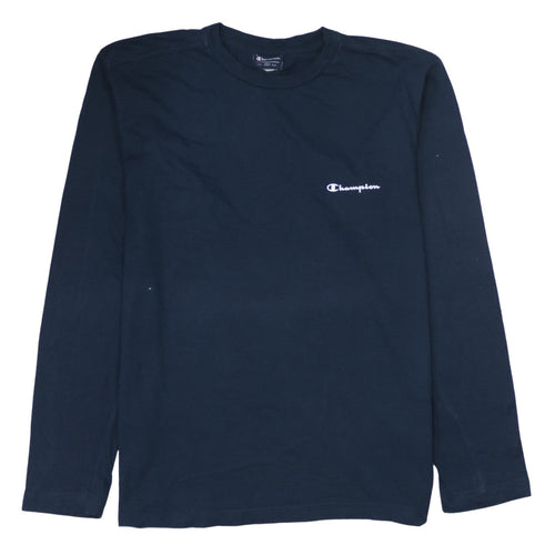 Champion Men's Navy Blue Long Sleeve Crew Neck T-Shirt Size L