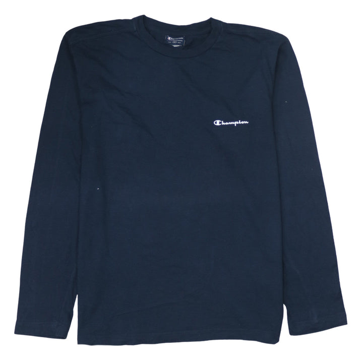 Champion Men's Navy Blue Long Sleeve Crew Neck T-Shirt Size L