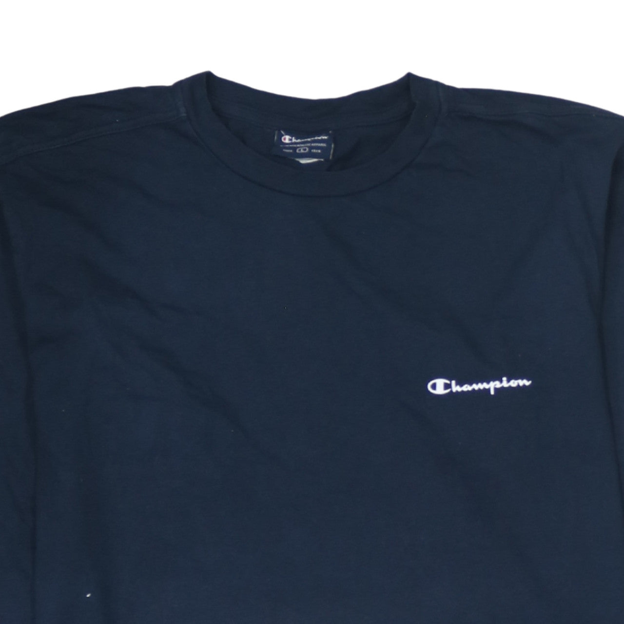 Champion Men's Navy Blue Long Sleeve Crew Neck T-Shirt Size L