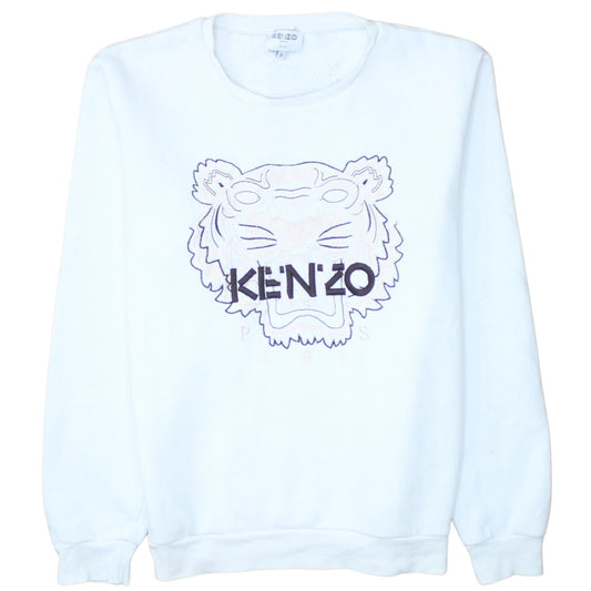 Kenzo Men White Embroidered Tiger Sweatshirt S Regular Fit