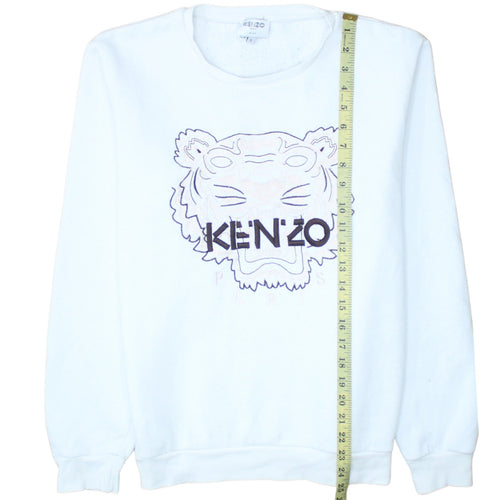 Kenzo Men White Embroidered Tiger Sweatshirt S Regular Fit