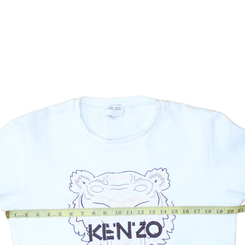 Kenzo Men White Embroidered Tiger Sweatshirt S Regular Fit