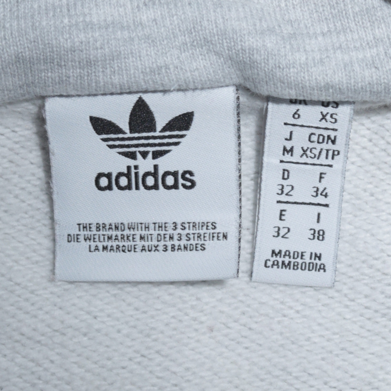 Adidas Women Grey 1/2 Zip Cropped Sweatshirt Size XS Logo Trim