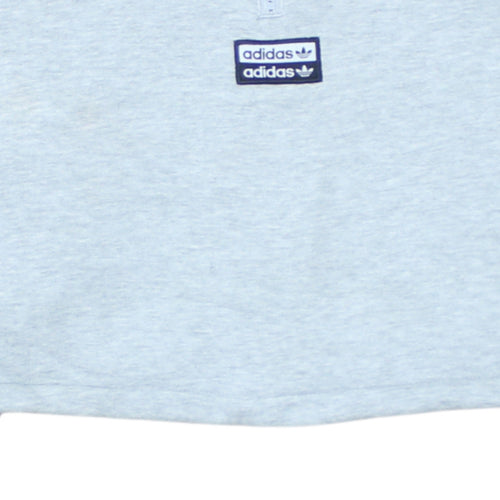 Adidas Women Grey 1/2 Zip Cropped Sweatshirt Size XS Logo Trim