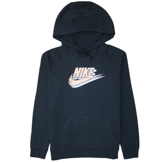 Nike Women’s Black Pullover Hoodie Size S Logo Print Cotton Blend
