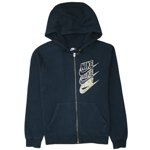 Nike Womens Black XS Full Zip Hoodie Sweatshirt Cotton Blend