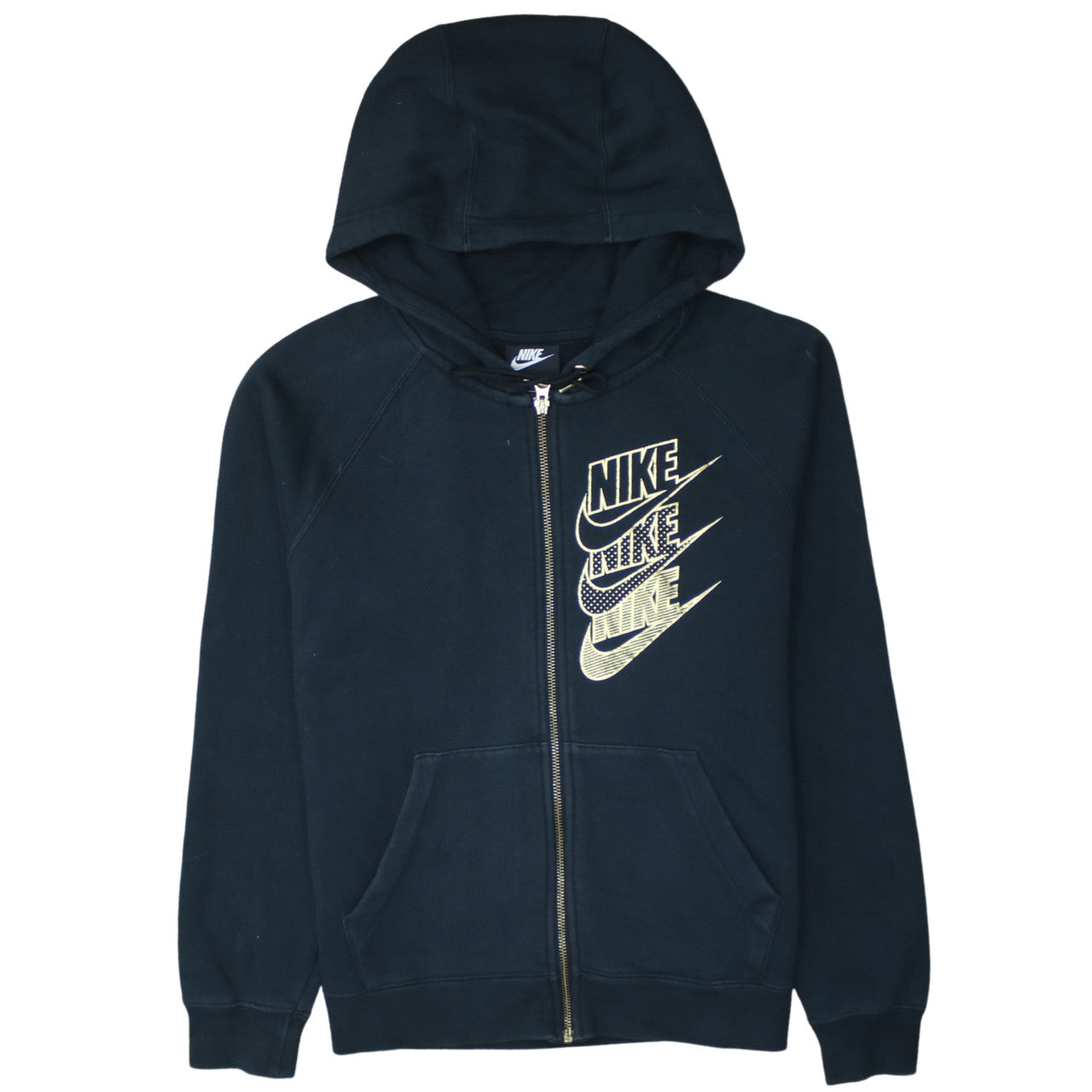 Nike Womens Black XS Full Zip Hoodie Sweatshirt Cotton Blend