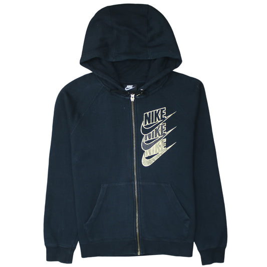 Nike Womens Black XS Full Zip Hoodie Sweatshirt Cotton Blend