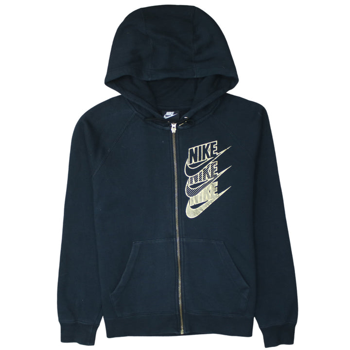 Nike Womens Black XS Full Zip Hoodie Sweatshirt Cotton Blend