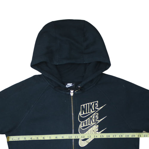 Nike Womens Black XS Full Zip Hoodie Sweatshirt Cotton Blend