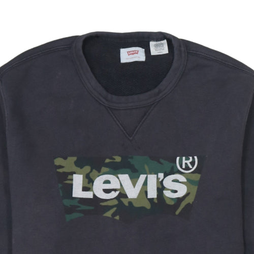 Levi's Men's Black Camouflage Logo Crew Neck Sweatshirt Size S