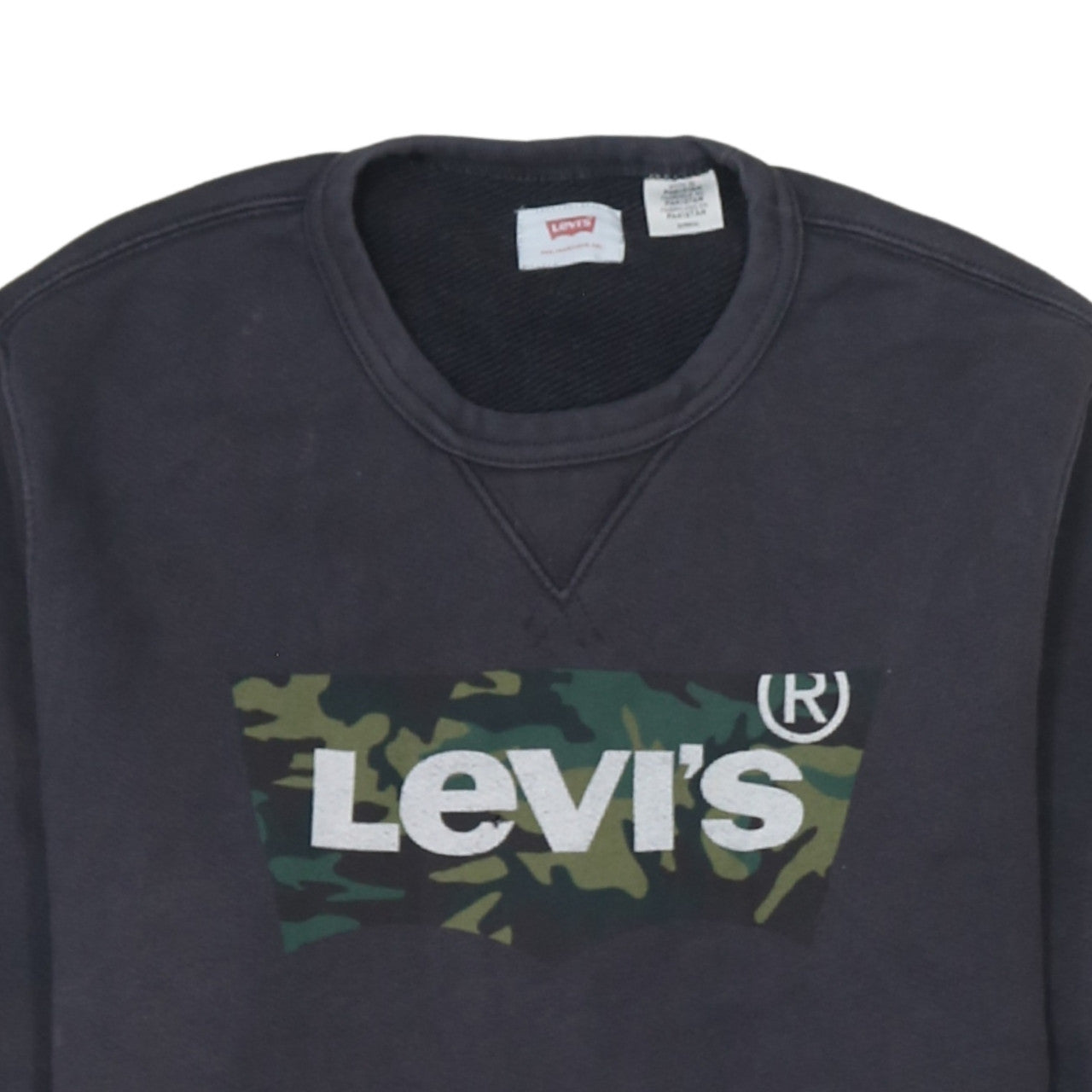 Levi's Men's Black Camouflage Logo Crew Neck Sweatshirt Size S