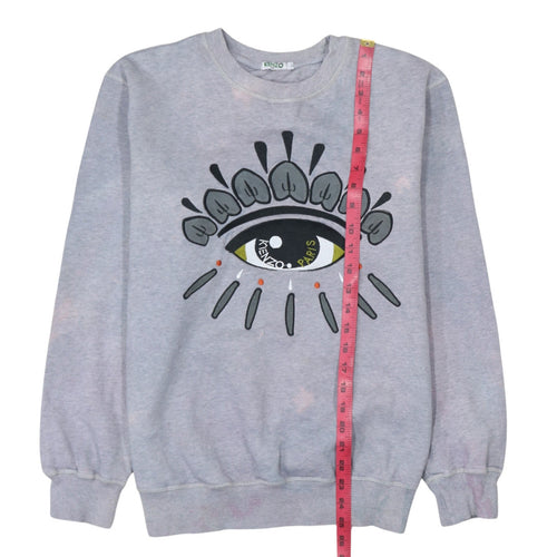 Kenzo Men Grey Eye Embroidered Graphic Sweatshirt Size L