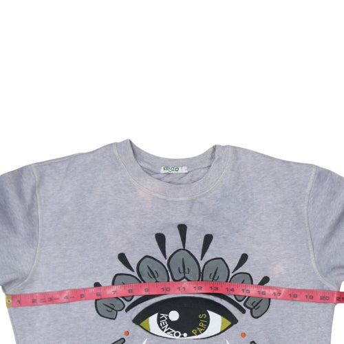 Kenzo Men Grey Eye Embroidered Graphic Sweatshirt Size L