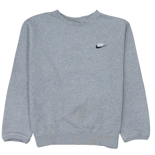 Nike Womens Grey Small Pullover Sweatshirt Classic Crew Neck