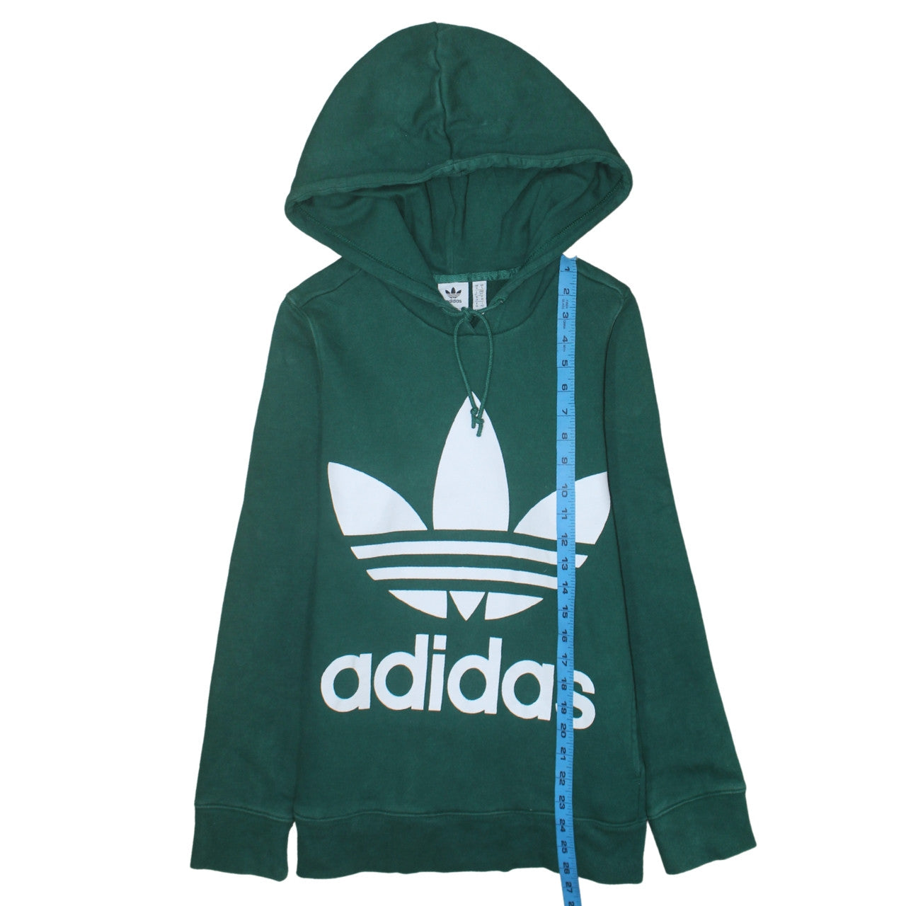 Adidas Women's Green Pullover Hoodie UK 10 Logo Print Cotton Sweatshirt