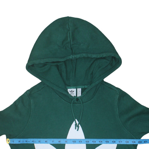 Adidas Women's Green Pullover Hoodie UK 10 Logo Print Cotton Sweatshirt
