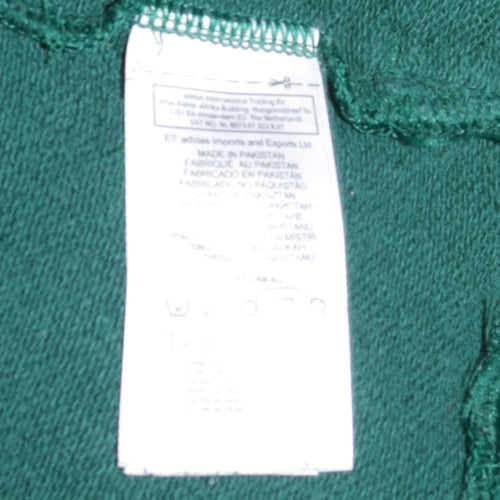 Adidas Women's Green Pullover Hoodie UK 10 Logo Print Cotton Sweatshirt
