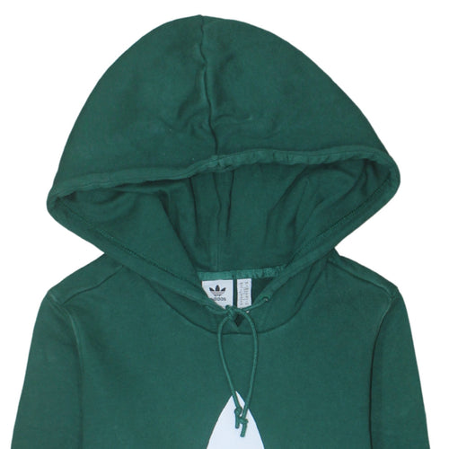 Adidas Women's Green Pullover Hoodie UK 10 Logo Print Cotton Sweatshirt