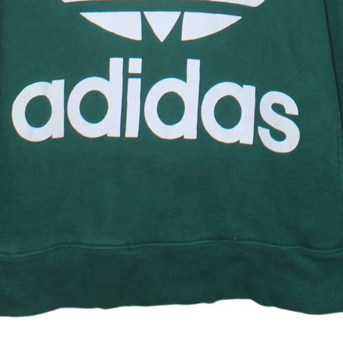 Adidas Women's Green Pullover Hoodie UK 10 Logo Print Cotton Sweatshirt