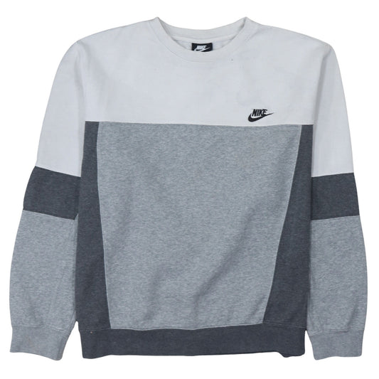 Nike Men's Grey Colour Block Crew Neck Sweatshirt Size L