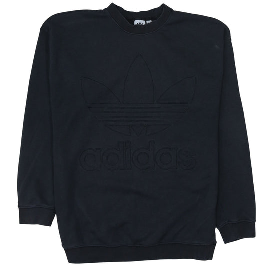 Adidas Women Black Crew Neck Pullover Sweatshirt Size 12 Logo Design