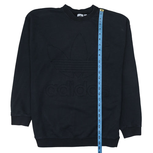 Adidas Women Black Crew Neck Pullover Sweatshirt Size 12 Logo Design