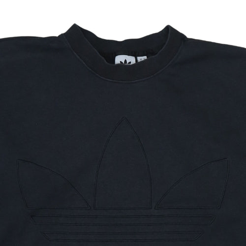 Adidas Women Black Crew Neck Pullover Sweatshirt Size 12 Logo Design