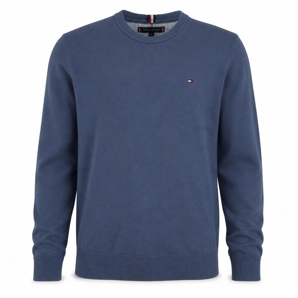 Front view of Tommy Hilfiger Men's Blue Crew Neck jumper M Cotton Blend