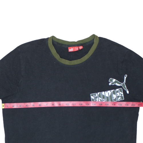 Puma Mens Black Camouflage Logo Crew Neck T-Shirt Size L