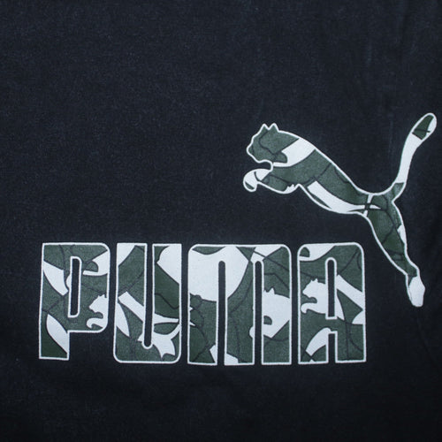 Puma Mens Black Camouflage Logo Crew Neck T-Shirt Size L