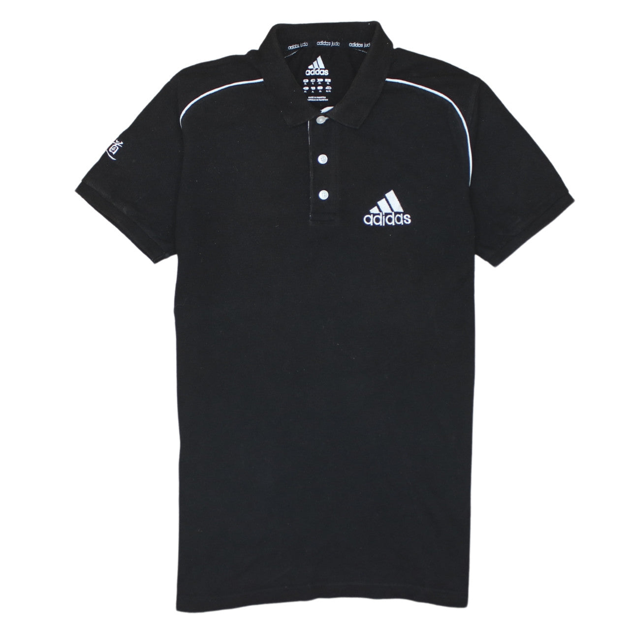 Adidas Men's Black XL Polo Shirt Judo Logo 3-Stripes Sports Top