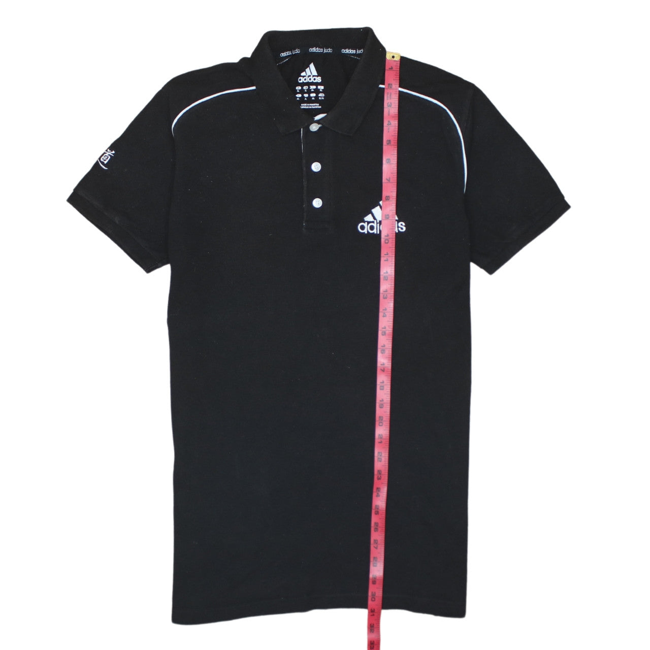 Adidas Men's Black XL Polo Shirt Judo Logo 3-Stripes Sports Top