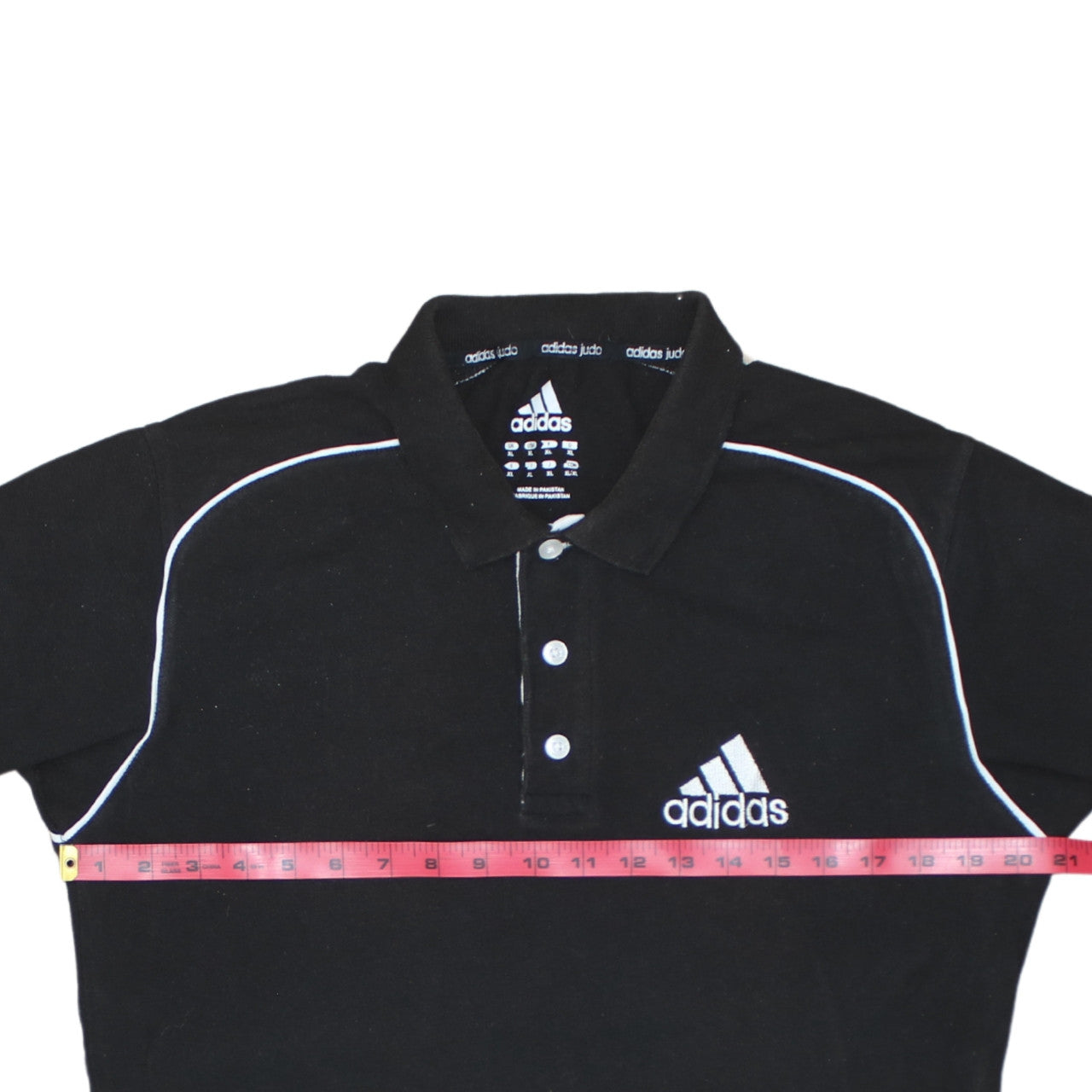 Adidas Men's Black XL Polo Shirt Judo Logo 3-Stripes Sports Top