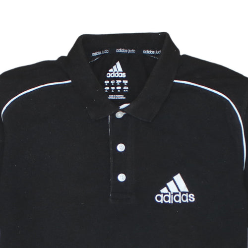 Adidas Men's Black XL Polo Shirt Judo Logo 3-Stripes Sports Top