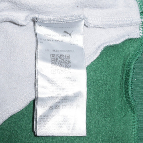 Puma Men's Black White Green Colour Block Pullover Hoodie L