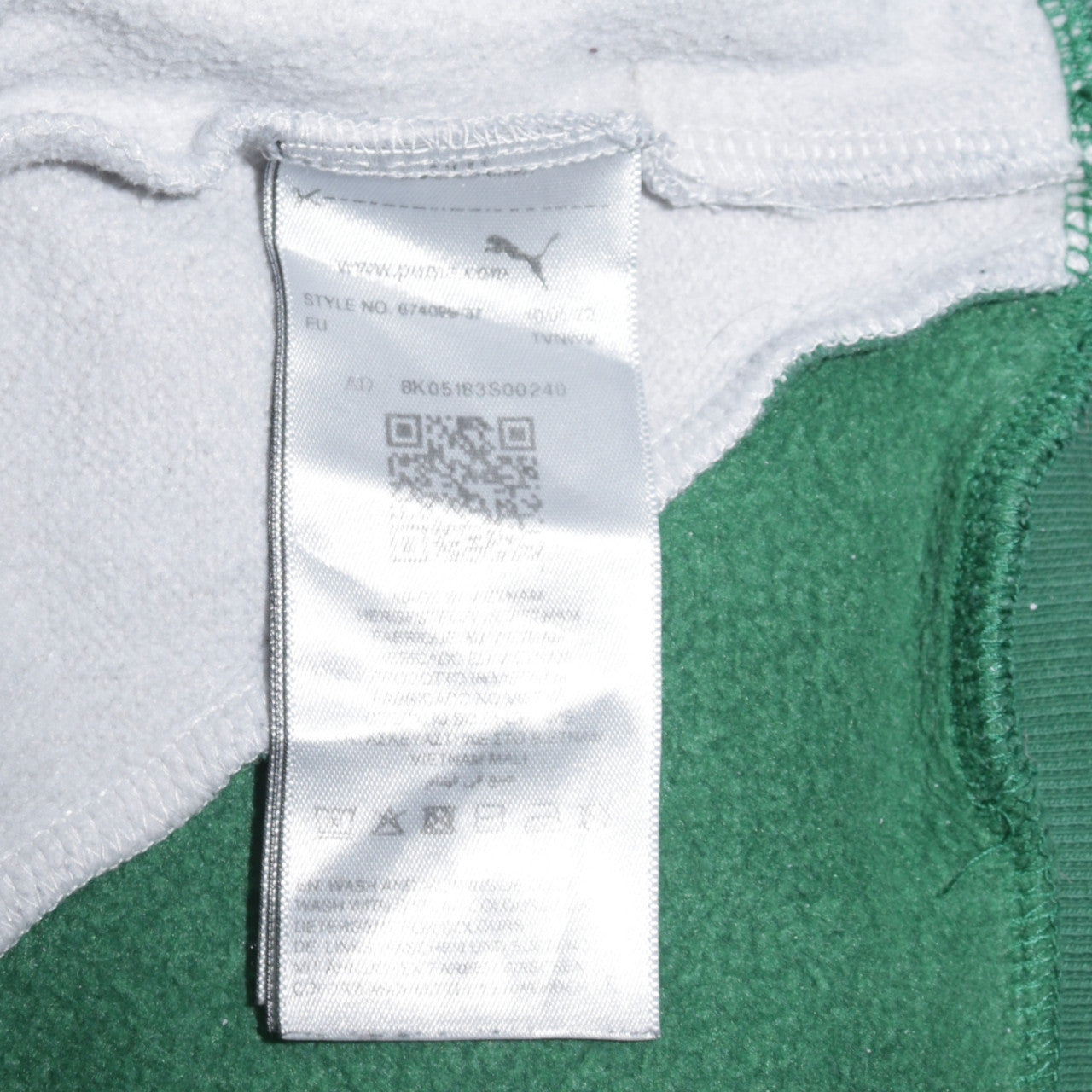 Puma Men's Black White Green Colour Block Pullover Hoodie L
