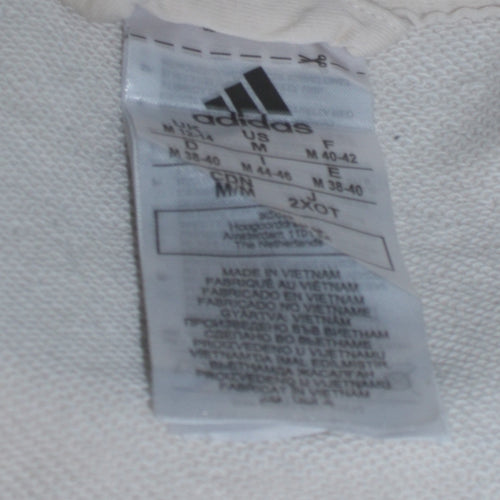 Adidas Womens Beige Full Zip Hoodie Size M Cotton Logo Sportswear