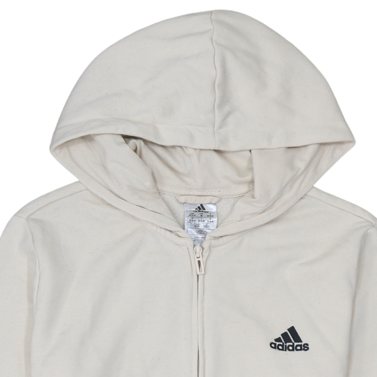 Adidas Womens Beige Full Zip Hoodie Size M Cotton Logo Sportswear