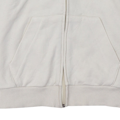 Adidas Womens Beige Full Zip Hoodie Size M Cotton Logo Sportswear