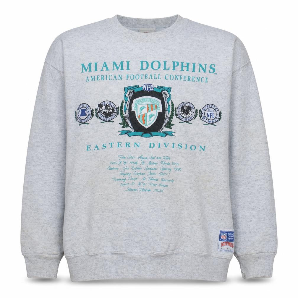 Nutmeg Boys Grey Miami Dolphins NFL Vintage Sweatshirt XL Crew Neck