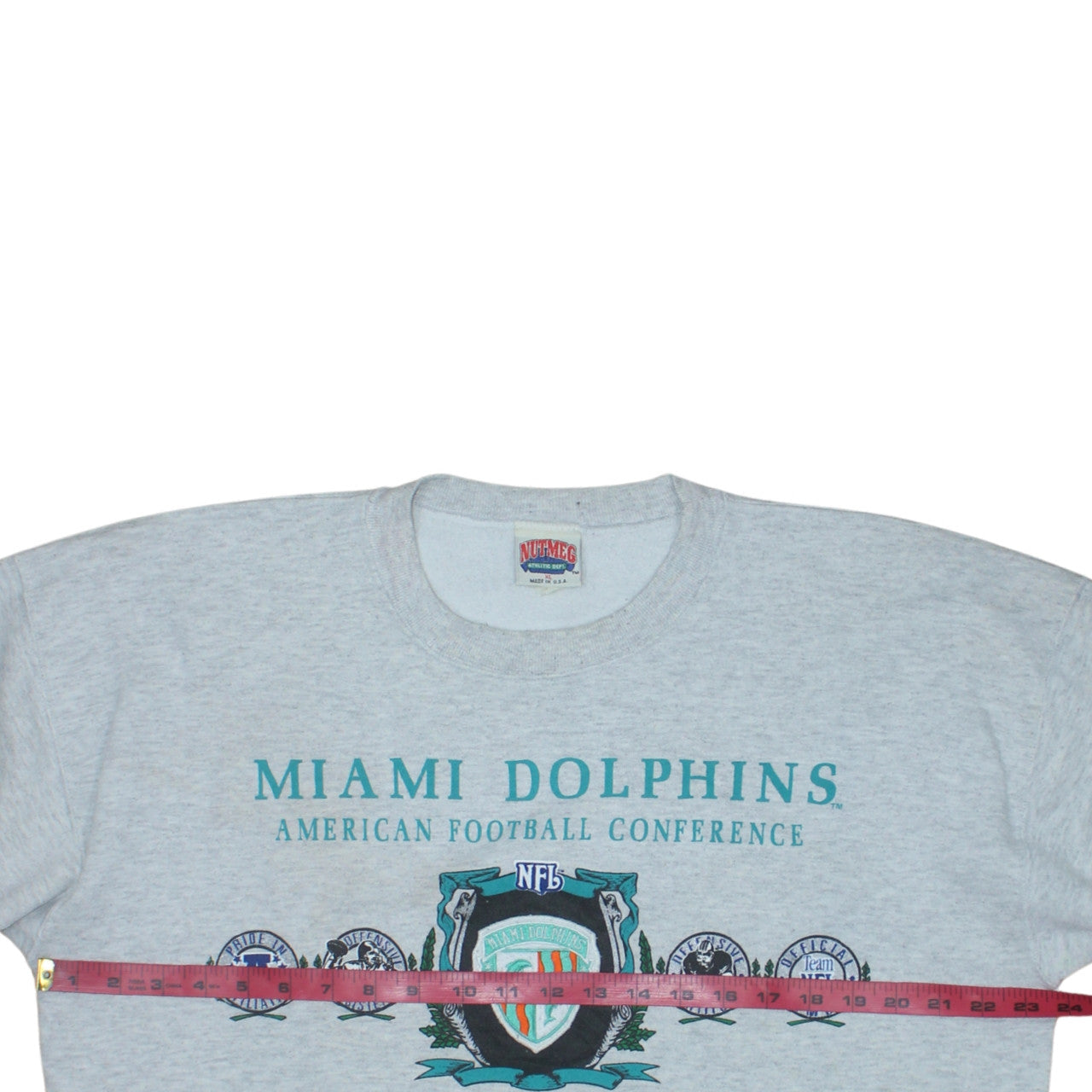 Nutmeg Boys Grey Miami Dolphins NFL Vintage Sweatshirt XL Crew Neck