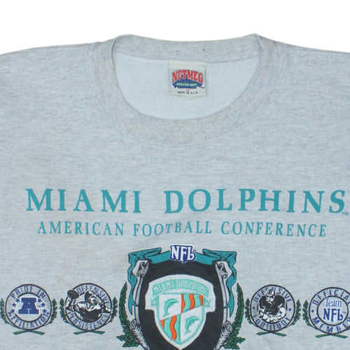 Nutmeg Boys Grey Miami Dolphins NFL Vintage Sweatshirt XL Crew Neck