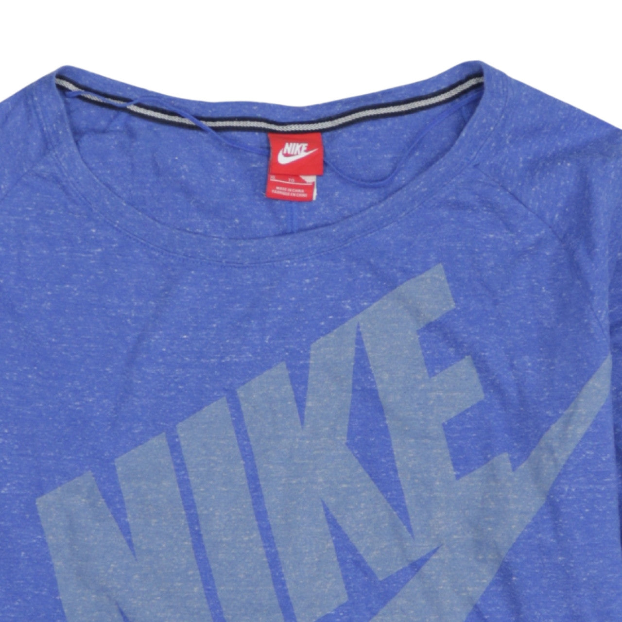 Nike Women Blue XL Pullover Sweatshirt Crew Neck Logo Cotton Blend