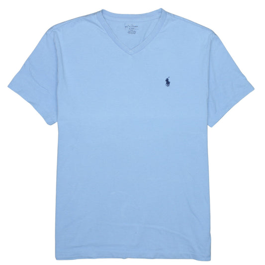 Ralph Lauren Men's Blue V-Neck Short Sleeve Cotton T-Shirt Size M