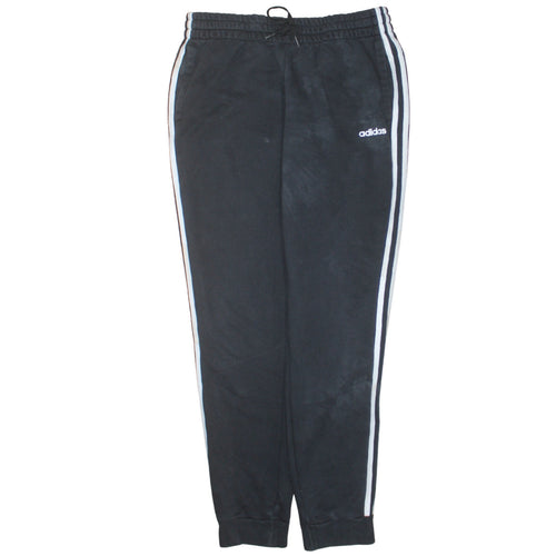 adidas Womens Black L Track Pants Elastic Waist Side Stripe Joggers