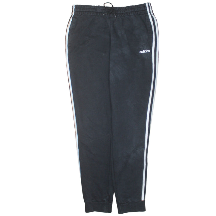 adidas Womens Black L Track Pants Elastic Waist Side Stripe Joggers
