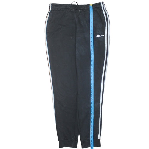 adidas Womens Black L Track Pants Elastic Waist Side Stripe Joggers