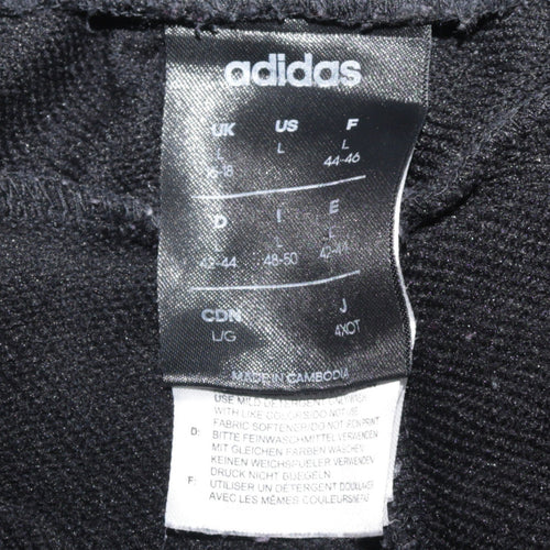 adidas Womens Black L Track Pants Elastic Waist Side Stripe Joggers