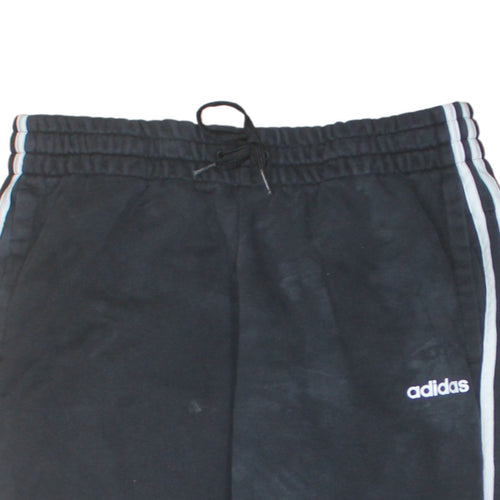 adidas Womens Black L Track Pants Elastic Waist Side Stripe Joggers